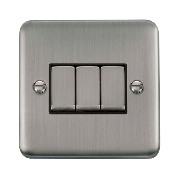 Click Deco Plus 3G 2W Switch Stainless Steel Black Insert DPSS413BK