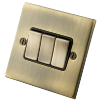 3 Gang 2 Way Antique Brass Switch MAB3LS2