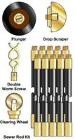 Sewer Drain Rods Set of 10 & Tools 9 Metre EPTDRSU