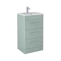 Tucker French 500mm Floor Standing Three Drawer Basin Unit Matt Pistachio