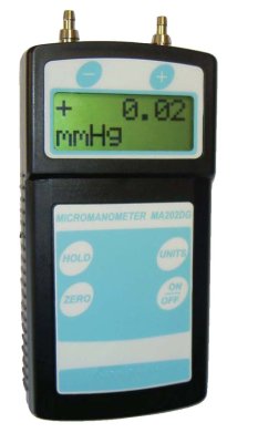 Digitale manometer 0-1000 mm H2O + tas