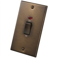 Dark Bronze 2 Gang 45A Cooker Switch & Neon 6062-203