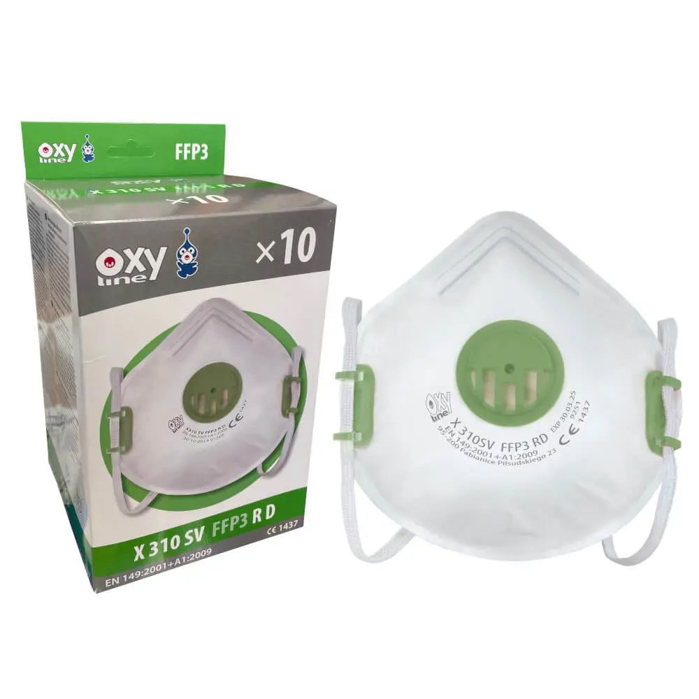 FFP3 Reusable Respirator Mask/Valve - White/Green One Size