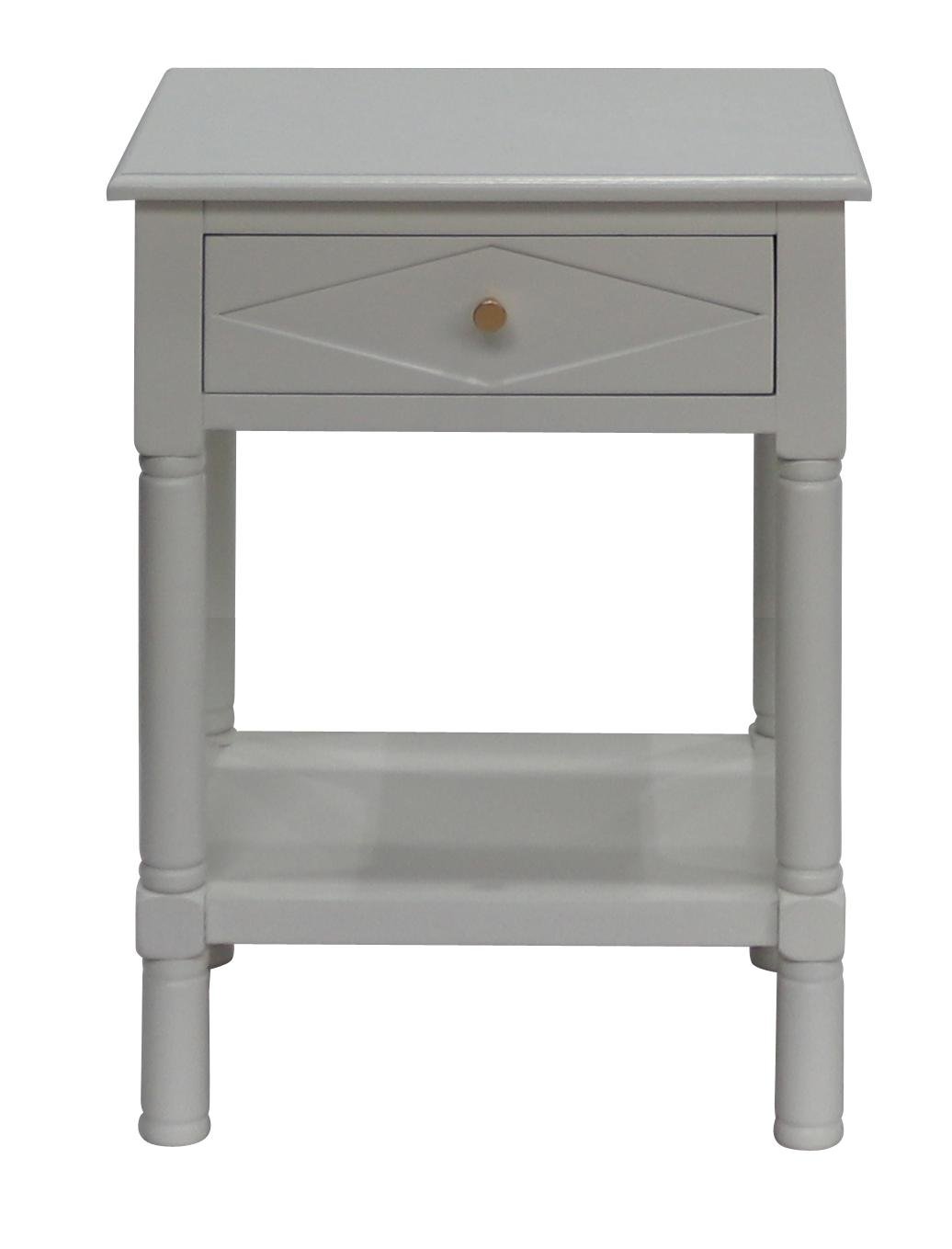 Neutral White 1 Drawer 1 Shelf Side Table