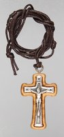 Small Olive Wood Crucifix 1 1/4 inch  with 32 inch Cord   (12053
