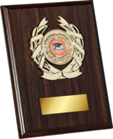 20cm Walnut Plaque Gold Trim