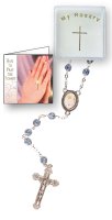 Glass AB Rosary/Blue/caps/Pope Francis   (6145/BL)