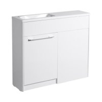 Tucker French Herts Compact 1000mm Back To Wall Floor Standing Slim Depth Basin Unit Left Handed White