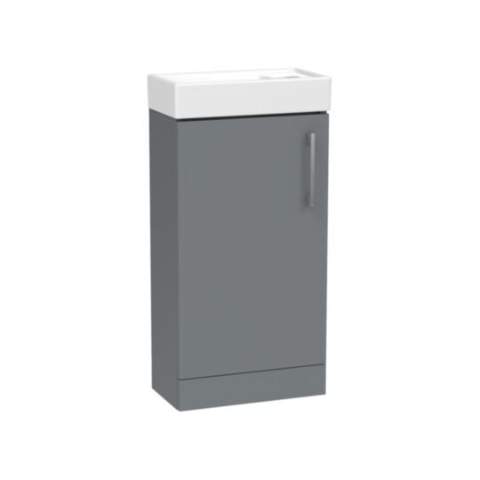 Tucker French Tulla 400mm Floor Standing Single Door Cloakroom Basin Unit Matt Dust Grey