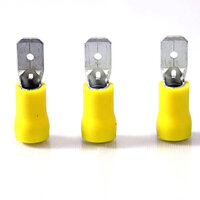 YM63-VR Yellow Pre-Insulated Male Push-On Terminals 6.3mm (100 Pack)