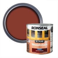 Ronseal 10 Year Woodstain Deep Mahogany Tin & Swatch