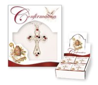 Necklet/Pearl Crucifix - Ruby Stones   (F6512/RUBY)