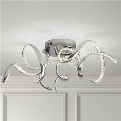 Searchlight Twirls LED Flush- Chrome & Clear Crystal