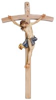 Hand Carved Wood Cross & Corpus/Blue/48 Inch  (11034)