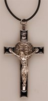 Metal/Black Enamel Benedict Crucifix- 3 inch   (1226/BK)