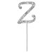 Diamante Letter "Z" On Stem Silver - 4.5cm