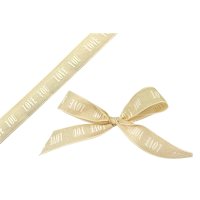 Love You faux linen neutral ribbon woven edge - 16mmx20m