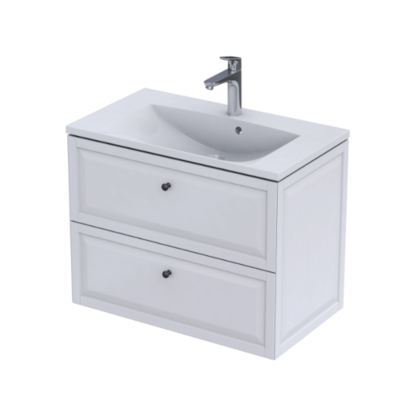 Chatsworth 80cm 2 Drawer Vanity Unit & Basin - Matt White