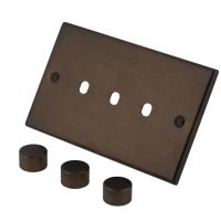 Dark Bronze 3 Gang Dimmer Plate & Knobs 6060-223