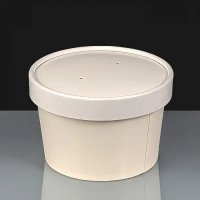 White 8oz (227 ml) Paper Soup Cups + Lids / Container With Vented Lids 250 pieces (Grab &GO)