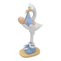 Resin Stork Holding Baby Blue - 50 x 30 x 100mm