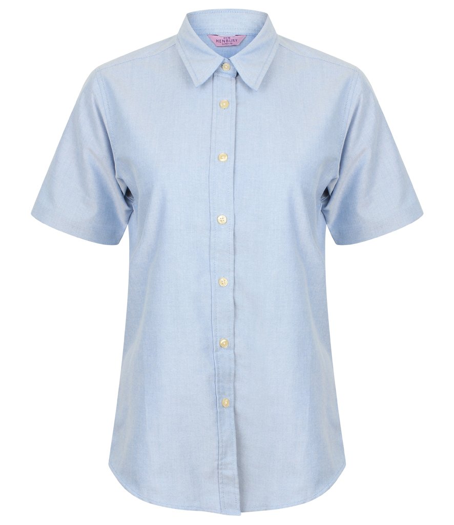 HENBURY LADIES CLASSIC SHORT SLEEVE OXFORD SHIRT