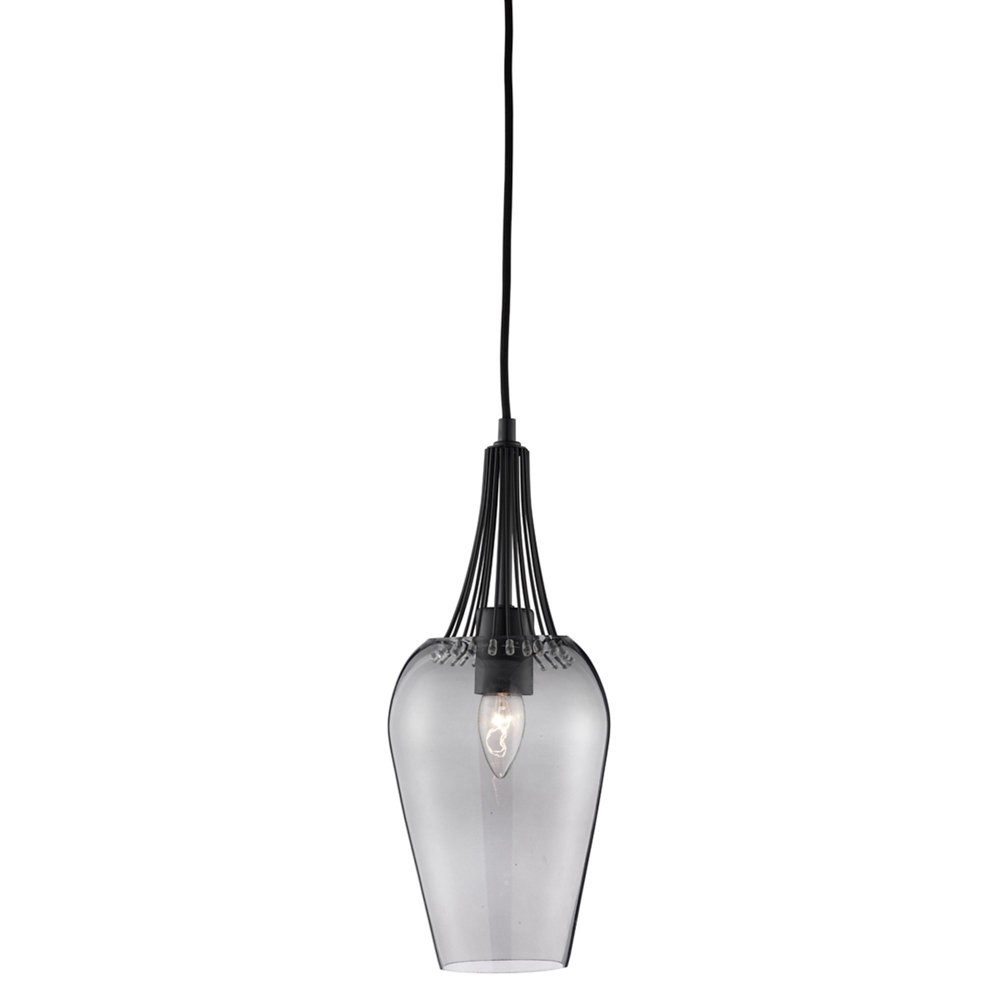 ***DISC***WHISK PENDANT MATT BLACK WITH SMOKED GLASS