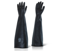 Black Rubber Gauntlet Glove Medium Weight 24" (60cm) (Pair)