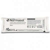 Normasol sterile saline solution has 25ml of 0.9% w/v sodium chloride in purified water.
