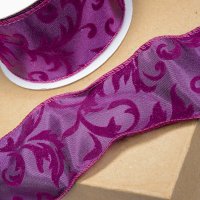 Glitter Swirl Wired Edge Ribbon Purple - 60 x 10m
