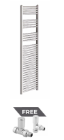 LADDER 1800X600MM STRAIGHT TOWEL WARMER CHROME + FREE RAD VALVES ANGLED