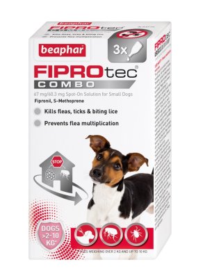 Beaphar FIPROtec COMBO Flea & Tick Spot On for Small Dogs 3 pipettes x 6