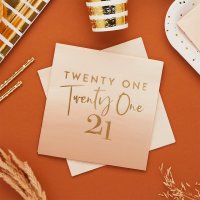 Gold Foiled 'Twenty One' Paper Napkins - Pack of 16