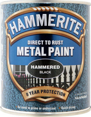 Hammerite Metal Paint Hammered Finish Black 750ml