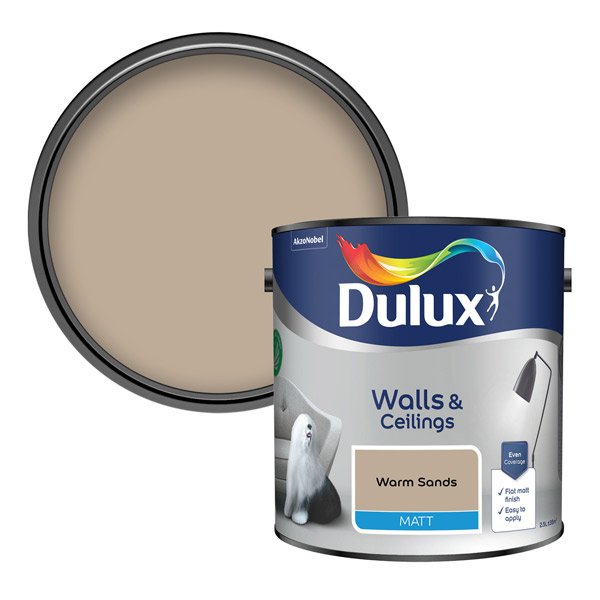 Dulux Matt Warm Sands 2.5L Paint Tin & Colour Swatch
