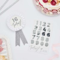 Silver Customisable Birthday Badge