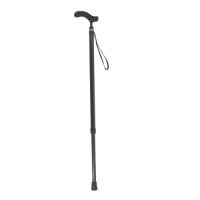 Adjustable Walking Stick is carbon black with an anti-noise ring, a wrist strap and an anatomic comfort handle. 