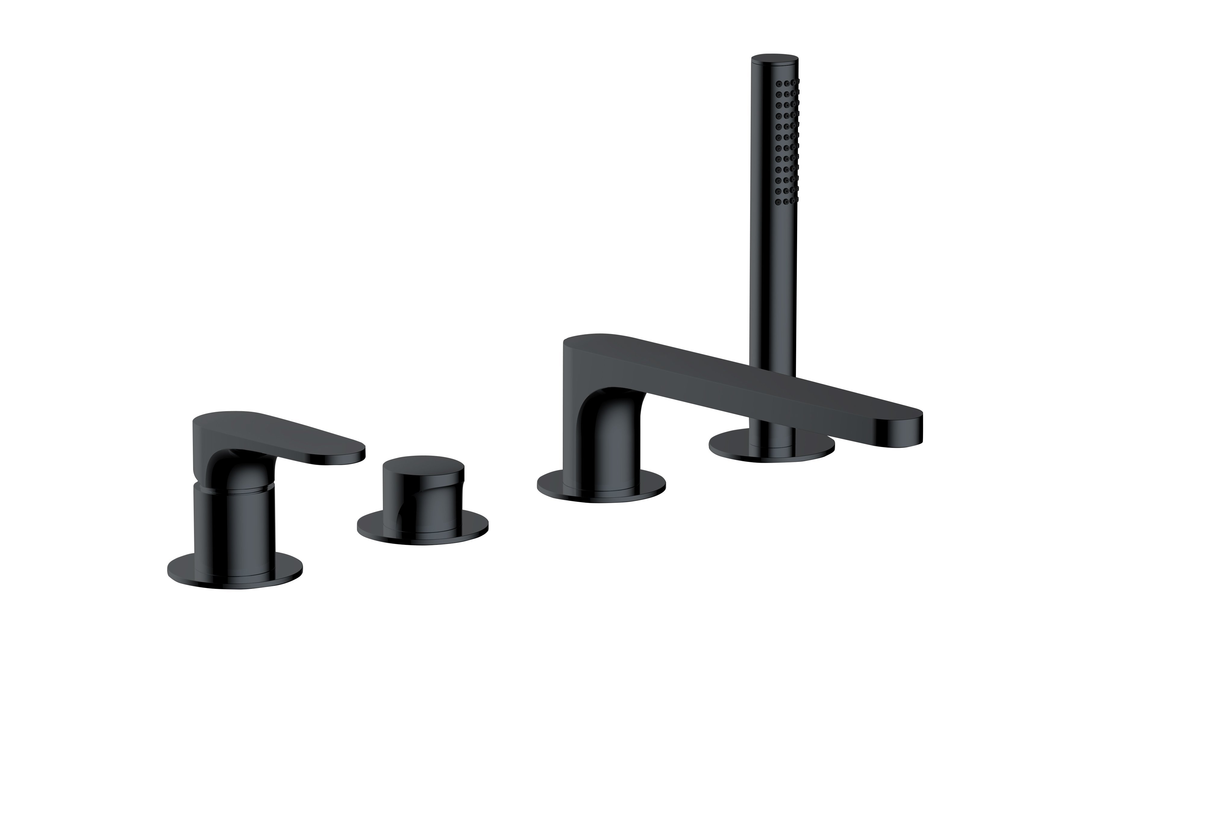RAK 4 HOLE DECK MOUNTED BATH SHOWER MIXER IN MATT BLACK (RAK-POR