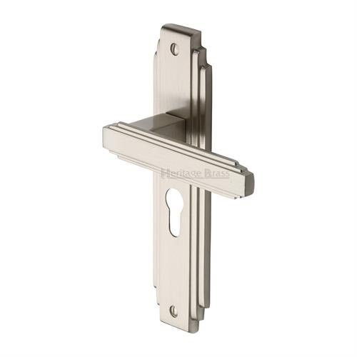AST5948-SN - Heritage Brass Door Handle Euro Profile Astoria Design Satin Brass Finish