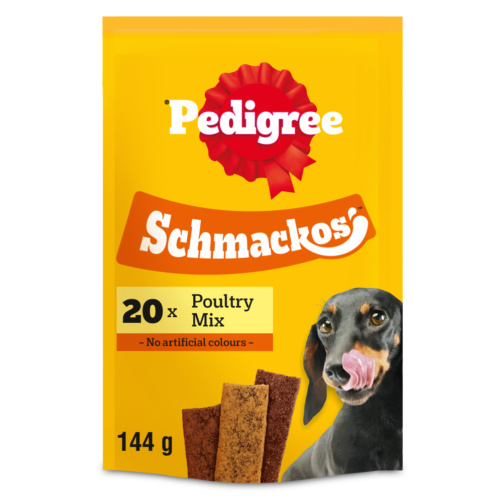 Pedigree Schmackos with Poultry Mix 20 Sticks Dog Treats 9x144gm DL01K