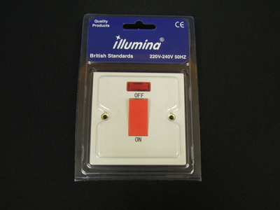 45 Amp 1 Gang Cooker Switch c/w Neon