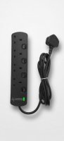 POWERMASTER 4 GANG 2 MTR 13A SWITCHED WITH SURGE PROTECTION BLACK
