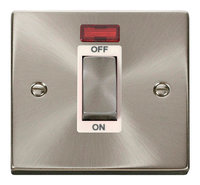 Deco Satin Chrome 1G 45A DP Switch Neon