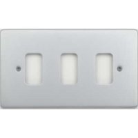 Schneider Ultimate Low Profile Grid Plate 3 gang Brushed Chrome | LV0701.1254