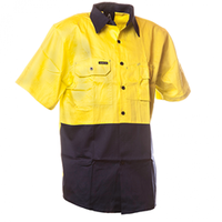 801120 170 gsm Cotton Shirt, Short Sleeve, Yellow/Blue