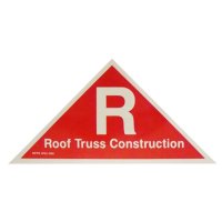 "R Roof Truss Construction" Sign, White on Red, Reflective, .040 Aluminum