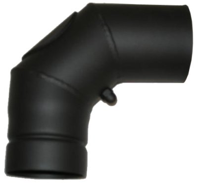 Zwart gelakte bocht+ deur  tot 600&deg;C   90&deg; 100 mm