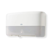 TORK 555500 Twin Mini Jumbo Toilet Roll Dispenser, White