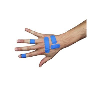 Blue Assorted Plasters on Hand