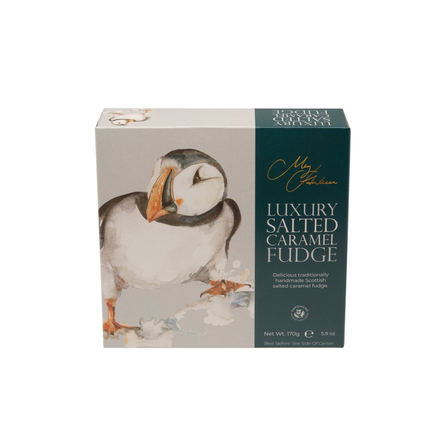 Meg Hawkins Puffin carton of salted caramel fudge - 12x170g